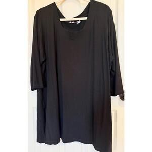 Peter Luft BoHo Wearable Art Stunning Black V Neck Tunic